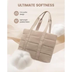 Itopfox Puffer Baby Diaper Tote Bag With Changing Pad & Pacifier Case, Waterproof & Lightweight For Travel, 15.6inch -Kid's Home GUEST ad0c122e eb5d 47be b23c aeae98c23726