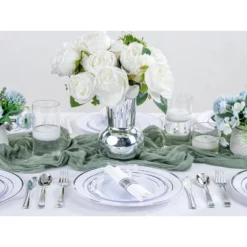 Itopfox 50 Guests Pre Rolled Silver Plastic Silverware Sets - Heavy Duty Cutlery With Napkins For Parties, Dinners & Weddings -Kid's Home GUEST ad853677 6a60 4b32 a3e8 e7a110bf029a