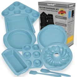 Itopfox 9-in-1 Nonstick Silicone Baking Set With Bundt Cake Pan, Cookie Sheet, Muffin Tray, Heat Resistant Bakeware Kit For Bread, Pizza, Cupcakes -Kid's Home GUEST ae08238f ce35 4c5d 92a3 a9f7ca827882
