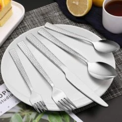 Itopfox Hammered Silverware Set, 40-Piece Stainless Steel Flatware For 8, Includes Dinner Knives, Forks, Spoons, Modern Design, Mirror Polish -Kid's Home GUEST af1ac9d2 d6f4 4189 a382 1ee68aa05fc8