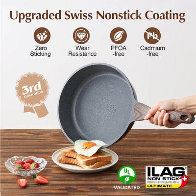 Itopfox Nonstick Skillet With Lid, Deep Frying Pan, Saute Pan, Stay-cool Handle, Healthy Stone Cookware, Induction Compatible 2 Itopfox Nonstick Skillet With Lid, Deep Frying Pan, Saute Pan, Stay-cool Handle, Healthy Stone Cookware, Induction Compatible - Image 2