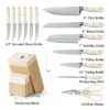 Itopfox 14-Piece Forged High Carbon Stainless Steel Knife Set With Block, Sharp Blade Cutlery, Dishwasher Safe, Cream