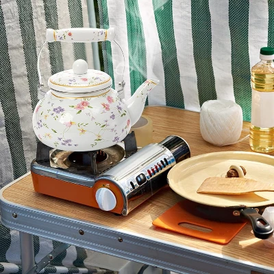 Itopfox Vintage Floral Enamel Tea Kettle With Porcelain Handle For Stovetop, Home Kitchen, Camping, Perfect Gift For Housewarming, Wedding 4 Itopfox Vintage Floral Enamel Tea Kettle With Porcelain Handle For Stovetop, Home Kitchen, Camping, Perfect Gift For Housewarming, Wedding - Image 4