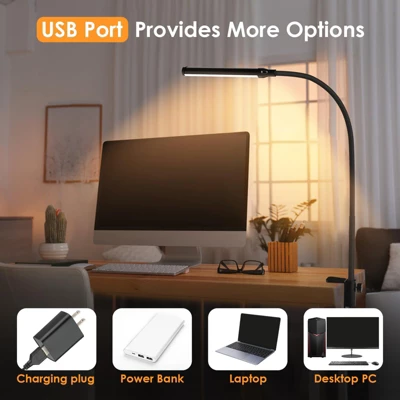 Itopfox LED Desk Lamp With Clamp, Eye-Caring Clip Light For Home Office, 3 Colors Full Brightness, Flexible Gooseneck USB Table Lamp 5 Itopfox LED Desk Lamp With Clamp, Eye-Caring Clip Light For Home Office, 3 Colors Full Brightness, Flexible Gooseneck USB Table Lamp - Image 5