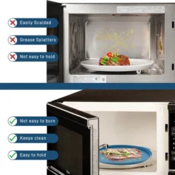 Itopfox Microwave Food Cover With Handle - Collapsible Vented Silicone Splash Guard & Tray For Heating, Doubles As Draining Basket For Washing Fruits