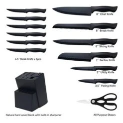 Itopfox 15-Piece Kitchen Knife Set With Block, Self-Sharpening, Dishwasher Safe, Anti-Slip Handle, Black -Kid's Home GUEST b27e698c 34bd 4cf1 95b1 28274283724f