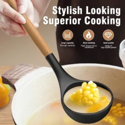 Itopfox Silicone Cooking Utensils Set With Wooden Handles, Heat Resistant Kitchen Tools For Non-Stick Cookware Includes Spatulas, Ladle, Whisk, Tongs 12 Itopfox Silicone Cooking Utensils Set With Wooden Handles, Heat Resistant Kitchen Tools For Non-Stick Cookware Includes Spatulas, Ladle, Whisk, Tongs -Kid's Home GUEST b2bd18b1 393d 4936 af60 93f2bb41eb1b