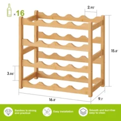 Itopfox Bamboo Wine Rack Storage Cabinet Shelf For 16 Bottles, Countertop Sturdy Kitchen Dining Room Pantry - 4 Tiers (Natural) 13 Itopfox Bamboo Wine Rack Storage Cabinet Shelf For 16 Bottles, Countertop Sturdy Kitchen Dining Room Pantry - 4 Tiers (Natural) -Kid's Home GUEST b2d9439c e5d1 4fea a5a9 6d82c4398cd7