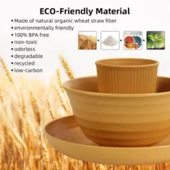 Itopfox Wheat Straw Dinnerware Set, 36-Piece Unbreakable Plates & Bowls, Eco-Friendly & Microwave Safe, Ideal For Camping, Picnics & Home Use -Kid's Home GUEST b336365f f144 43fa b30f dcd1ab57cc77
