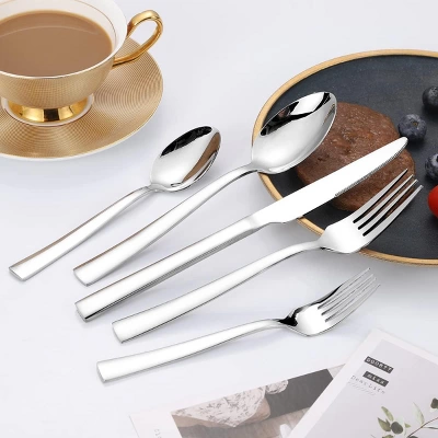 Itopfox Silverware Set For 2, 10-Piece Stainless Steel Flatware Cutlery Set, Square Edge Kitchen Utensil With Knives, Forks, Spoons, Dishwasher Safe 5 Itopfox Silverware Set For 2, 10-Piece Stainless Steel Flatware Cutlery Set, Square Edge Kitchen Utensil With Knives, Forks, Spoons, Dishwasher Safe - Image 5