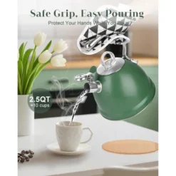 Itopfox Harriet Tea Kettle Stovetop, 2.5 Quart Whistling Stainless Steel Tea Pot With 3-Layer Base Unique Ergonomic Handle, Includes Pot Holder & Mat 11 Itopfox Harriet Tea Kettle Stovetop, 2.5 Quart Whistling Stainless Steel Tea Pot With 3-Layer Base Unique Ergonomic Handle, Includes Pot Holder & Mat -Kid's Home GUEST b4078021 4e34 41fc b87d f5280a92d55a