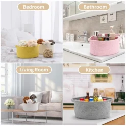 Itopfox Cute Woven Storage Basket With Handle, Gift-Ready Decorative Organizer For Baby Shower, Birthday, Raffle, Nursery, Home Storage -Kid's Home GUEST b4aa49a8 c85d 41b8 9655 da78ff61a49f