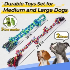 Itopfox Heavy Duty Dog Rope Toys For Aggressive Chewers, Tough Tug Of War Toys For Large, Medium & Small Dogs – 5 Pack With 2 Ropes & 3 Supplies -Kid's Home GUEST b5996307 64c9 420f 97bc 44ddd9caa927