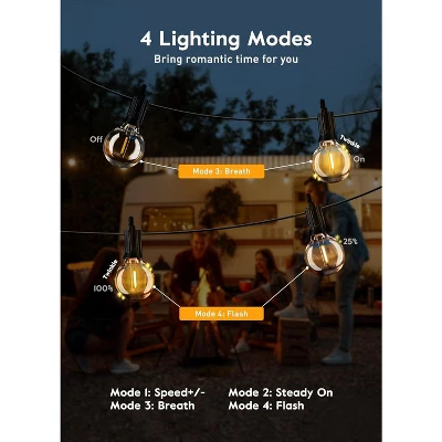 Itopfox 38Ft Outdoor String Lights With Remote & 15 Shatterproof LED Bulbs - Waterproof Patio Hanging Lamps For Porch Balcony Bistro Cafe 5 Itopfox 38Ft Outdoor String Lights With Remote & 15 Shatterproof LED Bulbs - Waterproof Patio Hanging Lamps For Porch Balcony Bistro Cafe - Image 5