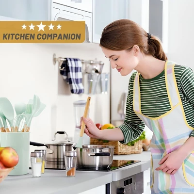 Itopfox 35-Piece Silicone Kitchen Utensil Set With Wooden Handles, Non-Stick Cooking Tools Including Spatula, Spoon, Turner, Tongs, Measuring Cups 3 Itopfox 35-Piece Silicone Kitchen Utensil Set With Wooden Handles, Non-Stick Cooking Tools Including Spatula, Spoon, Turner, Tongs, Measuring Cups - Image 3