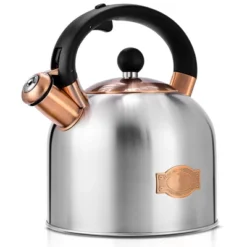 Itopfox Whistling Tea Kettle With Ergonomic Handle - Premium Stainless Steel Stovetop Teapot, Vintage Design With Composite Base, Compatible Silver -Kid's Home GUEST b64cc4af ad2f 48ba a886 6ecd930f65ea