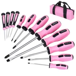 Itopfox 12-Piece Pink Magnetic Screwdrivers Set With Slotted Phillips And Precision Screwdrivers, Repair Tool Kit With Storage Bag -Kid's Home GUEST b6b3a246 5dfe 441e 8427 104577ec0a2b
