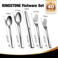 Itopfox 40-Piece Stainless Steel Flatware Set For 8, Mirror Finish Cutlery Set Dishwasher Safe For Home, Restaurant, Wedding, Party
