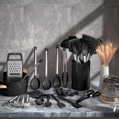 Itopfox 34-Piece Silicone Kitchen Utensil Set For Nonstick Cookware With Stainless Steel Handles, Includes Spatulas, Spoons, Tongs & More 1 Itopfox 34-Piece Silicone Kitchen Utensil Set For Nonstick Cookware With Stainless Steel Handles, Includes Spatulas, Spoons, Tongs & More