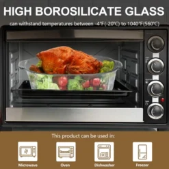 Itopfox 3Qt Glass Casserole Dish With Lid, Ribbed Oval Baking Dish For Oven & Microwave, Clear Lead-Free Covered Cookware, Deep Food Container -Kid's Home GUEST b846483d 21ba 45b3 a2d3 2bc99fb3554a