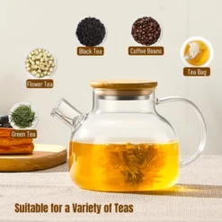 Itopfox Stovetop Safe Glass Teapot With Bamboo Lid And Removable Filter Spout, Clear Tea Kettle For Blooming And Loose Leaf Tea, Perfect For Camping -Kid's Home GUEST b997a102 7afd 47ca a694 03ad48815882