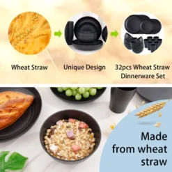 Itopfox Wheat Straw Dinnerware Set For 8, Includes Plates, Bowls & Cups, Unbreakable & Dishwasher Safe, Perfect For Parties, Picnics & Everyday Use -Kid's Home GUEST ba0e2816 ab1c 4b0b 9a87 b86f280cd753