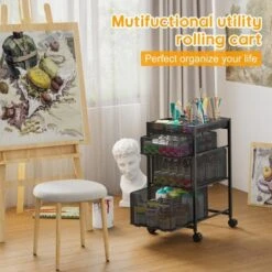 Itopfox Rolling Utility Cart With 3 Drawers, Craft Organizer And Storage With DIY Divider, Lockable Wheels, Multi-Functional Storage For Art Supplies 11 Itopfox Rolling Utility Cart With 3 Drawers, Craft Organizer And Storage With DIY Divider, Lockable Wheels, Multi-Functional Storage For Art Supplies -Kid's Home GUEST bb3c5420 7ca6 4ab6 a851 e4b4febe4935