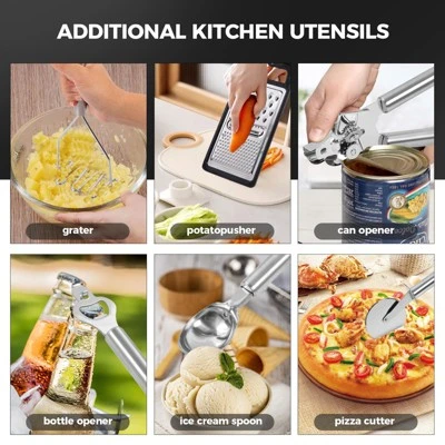 Itopfox 34-Piece Silicone Cooking Utensil Set With Wooden Handles Heat Resistant Kitchen Tools For Nonstick Cookware Includes Spatulas, Spoons, Tongs 7 Itopfox 34-Piece Silicone Cooking Utensil Set With Wooden Handles Heat Resistant Kitchen Tools For Nonstick Cookware Includes Spatulas, Spoons, Tongs - Image 7