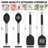 Itopfox 4-Piece Silicone Cooking Utensil Set With Stainless Steel Handles Heat-Resistant & Non-Scratch For Frying, Mixing, Draining - Dishwasher Safe