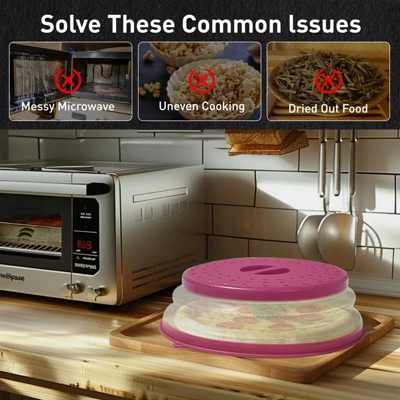 Itopfox Collapsible Microwave Splatter Cover With Vent Holes, Foldable Lid For Dishes & Bowls, Multi-Use Kitchen Splatter Guard & Colander (Purple) 6 Itopfox Collapsible Microwave Splatter Cover With Vent Holes, Foldable Lid For Dishes & Bowls, Multi-Use Kitchen Splatter Guard & Colander (Purple) - Image 6