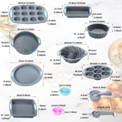 Itopfox 49-Piece Silicone Bakeware Set, Heat-Resistant Nonstick Baking Pans For Cake, Bread, Muffin, Includes Measuring Cups & Spoons, Light Grey -Kid's Home GUEST bdaae813 2f14 414e a2ca 04af4cf57b24