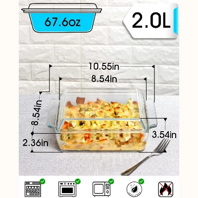 Itopfox Square Glass Baking Dish With Lid, Microwave, Oven & Dishwasher Safe Bakeware For Casseroles, Desserts & More 2 Itopfox Square Glass Baking Dish With Lid, Microwave, Oven & Dishwasher Safe Bakeware For Casseroles, Desserts & More - Image 2