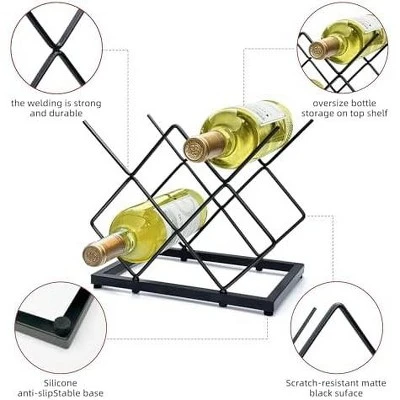Itopfox Small Wine Rack Countertop, 5-Bottle Metal Holder For Home Kitchen Bar, Tabletop Storage For Cabinet Pantry 4 Itopfox Small Wine Rack Countertop, 5-Bottle Metal Holder For Home Kitchen Bar, Tabletop Storage For Cabinet Pantry - Image 4