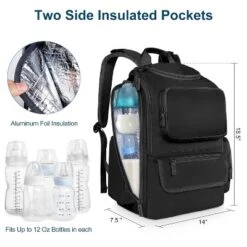 Itopfox Multifunctional Diaper Backpack With Insulated Pockets, Water Resistant Baby Bag For Men & Women, Stroller Straps, Black -Kid's Home GUEST c051ffa6 4550 45dd 9ad0 abaf3c44823a