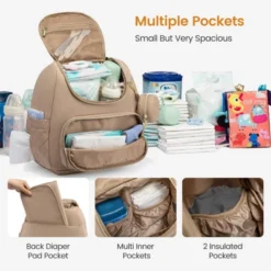 Itopfox Small Waterproof Diaper Backpack With Changing Pad, Stylish Baby Bag For Travel, Includes Stroller Buckles, 14 Inch -Kid's Home GUEST c0971824 c467 4132 b251 24d6db5efe6f