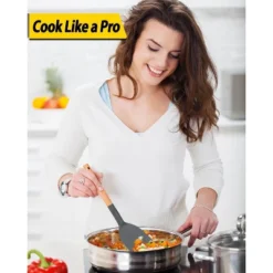 Itopfox Pack Of 4 Silicone Cooking Utensils Set With Wooden Handle, Non Stick Spatulas And Heat Resistant Slotted Spoons For Frying, Serving, Turning -Kid's Home GUEST c0d8dc41 4c15 4ac8 99ac c1797b680888