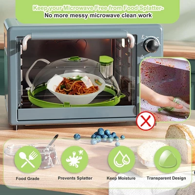 Itopfox Microwave Splatter Cover With Steamer, Clear Lid For Food, Kitchen Accessories For Microwave Oven, Green 1 Itopfox Microwave Splatter Cover With Steamer, Clear Lid For Food, Kitchen Accessories For Microwave Oven, Green