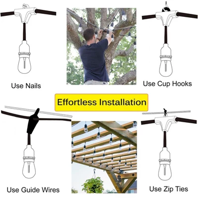 Itopfox Outdoor LED String Lights 100FT Heavy-Duty Patio Lights With 32 Dimmable Shatterproof Bulbs For Gazebo Pergola Bistro 4 Itopfox Outdoor LED String Lights 100FT Heavy-Duty Patio Lights With 32 Dimmable Shatterproof Bulbs For Gazebo Pergola Bistro - Image 4