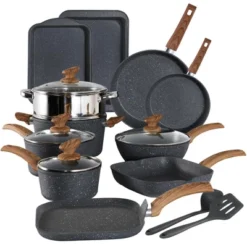 Itopfox Kitchen Academy Induction Cookware Set - 17 Piece Non-Stick Cooking Pan Set, Black Granite Pots And Pans Set For All Stovetops -Kid's Home GUEST c3a72f96 f7d4 49d8 b834 5d5811f2955b
