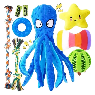 Itopfox 9-Pack Interactive Puppy Dog Toys For Small Dogs, No-Stuffing Squeaky Octopus-Shaped Toy, Cute Plush & Chew Toys For Teething Puppies 6 Itopfox 9-Pack Interactive Puppy Dog Toys For Small Dogs, No-Stuffing Squeaky Octopus-Shaped Toy, Cute Plush & Chew Toys For Teething Puppies - Image 6