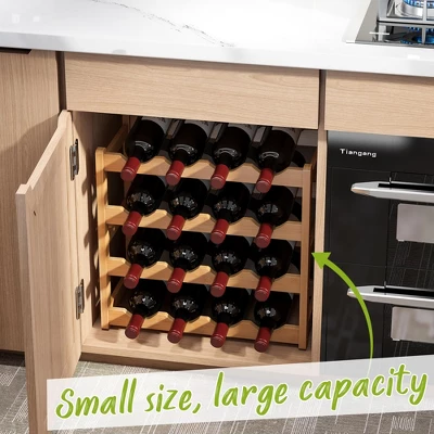 Itopfox Bamboo Wine Rack Storage Cabinet Shelf For 16 Bottles, Countertop Sturdy Kitchen Dining Room Pantry - 4 Tiers (Natural) 5 Itopfox Bamboo Wine Rack Storage Cabinet Shelf For 16 Bottles, Countertop Sturdy Kitchen Dining Room Pantry - 4 Tiers (Natural) - Image 5