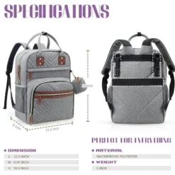 Itopfox Diaper Backpack For Baby Essentials, Multi-Function Waterproof Travel Tote With Stroller Straps & Pacifier Case - Grey -Kid's Home GUEST c5348834 6798 4433 842f 4917d1c7821b