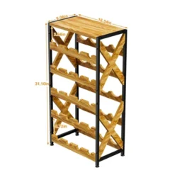 Itopfox 20 Bottle Wine Rack Freestanding Floor With Wood Top Wobble-Free 5 Tier Wine Display Storage Stand Shelf Stackable Modular Wine Bottle Holder -Kid's Home GUEST c56dae94 01a7 44a7 8bea 17656906e465