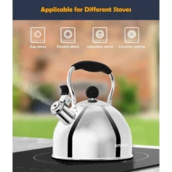 Itopfox 2 Quart Stainless Steel Whistling Tea Kettle, Stovetop Teakettle With Ergonomic Folding Handle, Small Teapot For Tea, Coffee, Silver -Kid's Home GUEST c684e612 a3a9 4f2f 9c22 7e20667c4b88