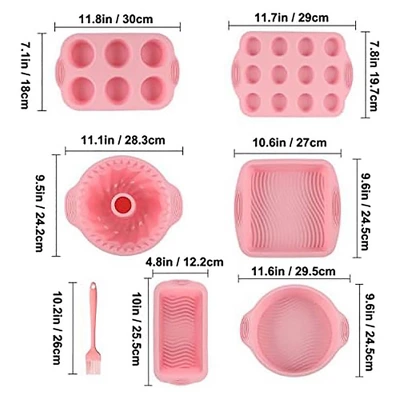 Itopfox Nonstick Silicone Bakeware Set, 7-Piece Baking Cake Pan Kit, BPA Free Heat Resistant With Silicone Brush For Bread Pizza Cupcake Muffin 1 Itopfox Nonstick Silicone Bakeware Set, 7-Piece Baking Cake Pan Kit, BPA Free Heat Resistant With Silicone Brush For Bread Pizza Cupcake Muffin