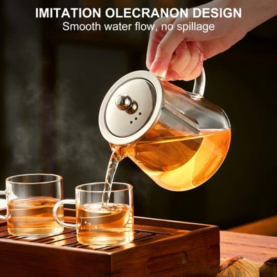 Itopfox Glass Teapot Stovetop Safe, Borosilicate Clear Tea Kettle With Removable Stainless Steel Infuser, Ideal For Loose Leaf And Blooming Tea 4 Itopfox Glass Teapot Stovetop Safe, Borosilicate Clear Tea Kettle With Removable Stainless Steel Infuser, Ideal For Loose Leaf And Blooming Tea - Image 4