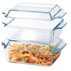 Itopfox Set Of 2 Glass Casserole Dishes With Lids, Oven Safe Rectangular Baking Dishes For Cooking, Roasting, And Serving Meals -Kid's Home GUEST c73b8cb4 9394 4a78 9869 64f69131393c