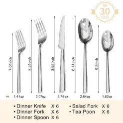 Itopfox 30-Piece Forged Flatware Set, Premium Stainless Steel Cutlery For Kitchen, Home, Wedding, Party, Mirror Polished And Dishwasher Safe