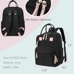 Itopfox Large Diaper Backpack With 18 Pockets, Water-Resistant Nylon, Insulated Bottle Holders, Stroller Straps (Black) -Kid's Home GUEST c7683884 e1c8 4eeb 9d1e 61c605cd646e