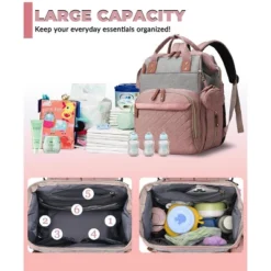 Itopfox Waterproof 3-in-1 Baby Diaper Backpack With Foldable Changing Pad, Large Capacity, USB Port, Pink-Grey 10 Itopfox Waterproof 3-in-1 Baby Diaper Backpack With Foldable Changing Pad, Large Capacity, USB Port, Pink-Grey -Kid's Home GUEST c7c8be54 8b0d 482f a710 4163cc4c949b